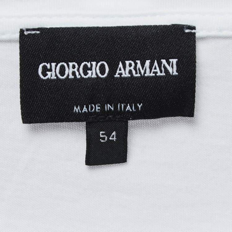 Pre Owned Giorgio Armani White Logo Print Cotton Crew Neck T-Shirt XXL