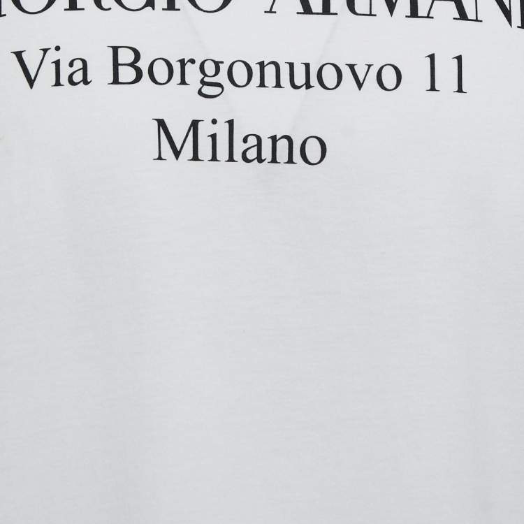 Pre Owned Giorgio Armani White Logo Print Cotton Crew Neck T-Shirt XXL