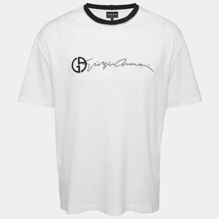 Giorgio Armani T-shirt Logo T-shirt In White Cotton
