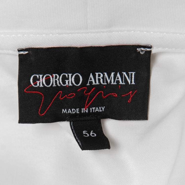 Pre Owned Giorgio Armani White Cotton Signature Logo Detail T-Shirt 3XL