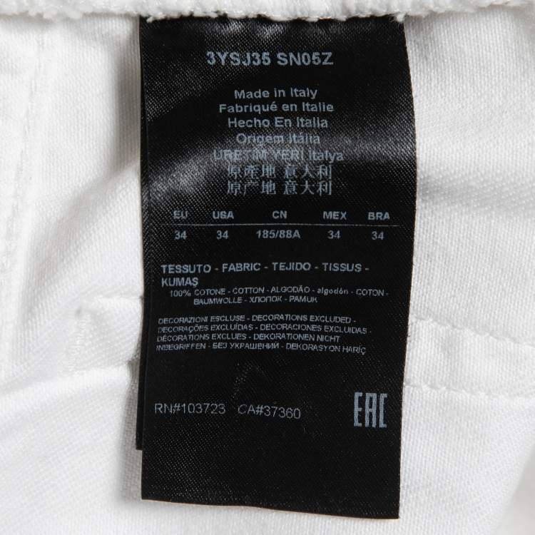Pre Owned Giorgio Armani White Denim Regular Fit Jeans L/ Waist 36"