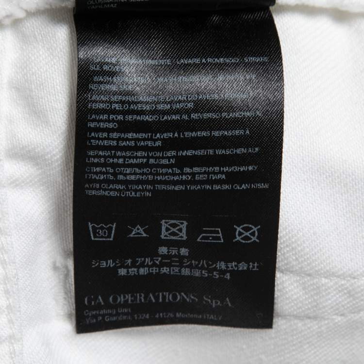 Pre Owned Giorgio Armani White Denim Regular Fit Jeans L/ Waist 36"