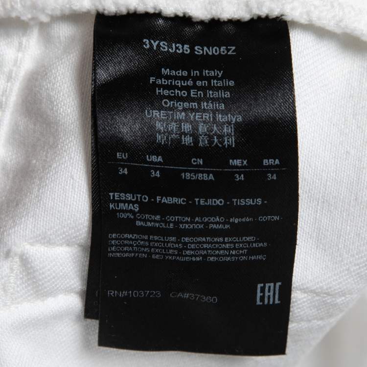 Pre Owned Giorgio Armani White Denim Regular Fit Jeans L/ Waist 36"