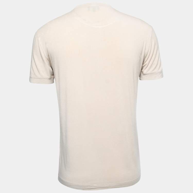 Pre Owned Giorgio Armani Beige Jersey Crew Neck T-Shirt XL