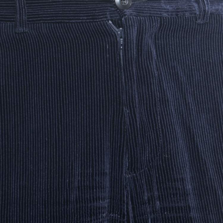 Pre Owned Giorgio Armani Dark Blue Corduroy Trousers L