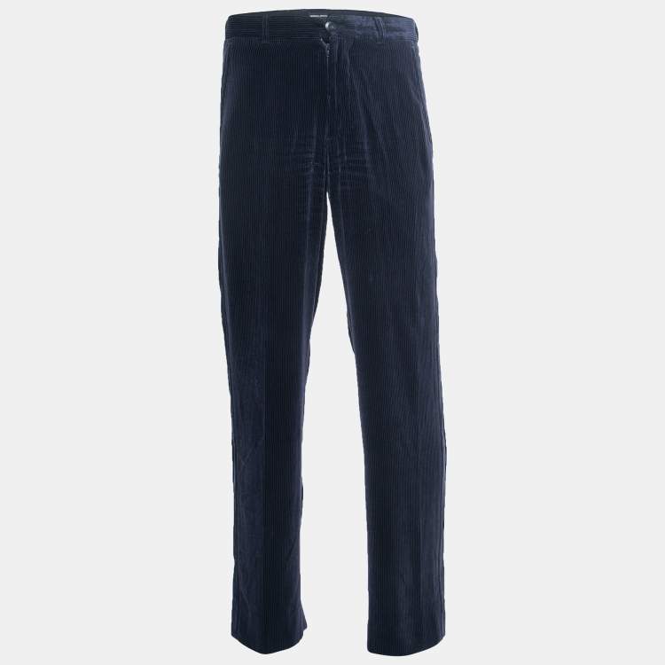 Pre Owned Giorgio Armani Dark Blue Corduroy Trousers L