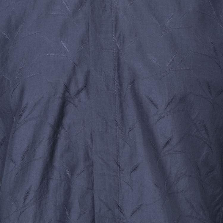 Pre Owned Giorgio Armani Navy Blue Patterned Cotton Blend Button Front Full Sleeve Shirt XL