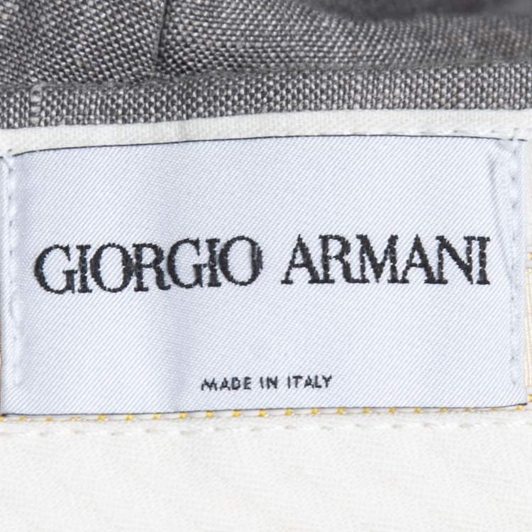 Pre Owned Giorgio Armani Grey Linen Trousers XXL