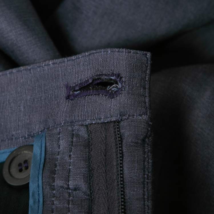 Pre Owned Giorgio Armani Purple Linen Blend Trousers XXL