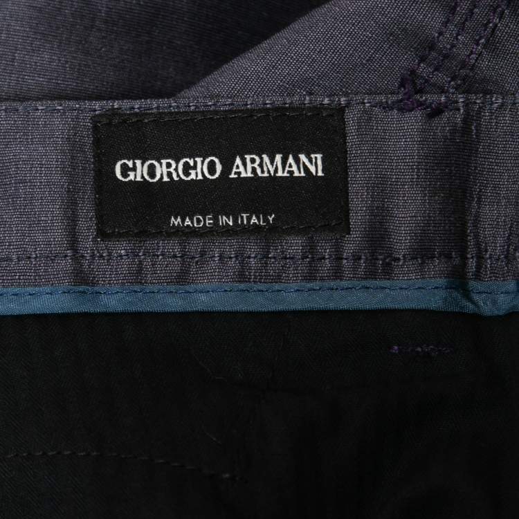 Pre Owned Giorgio Armani Purple Linen Blend Trousers XXL