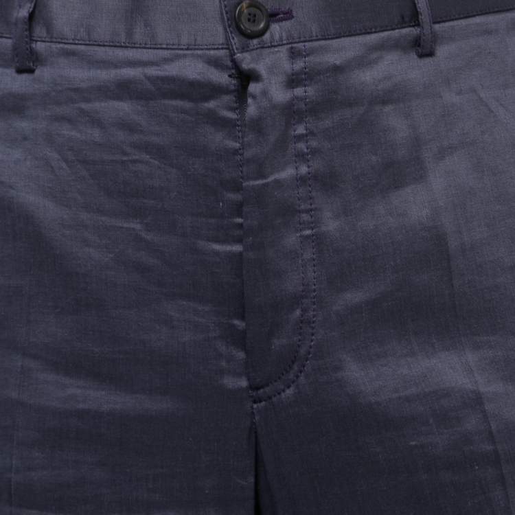 Pre Owned Giorgio Armani Purple Linen Blend Trousers XXL