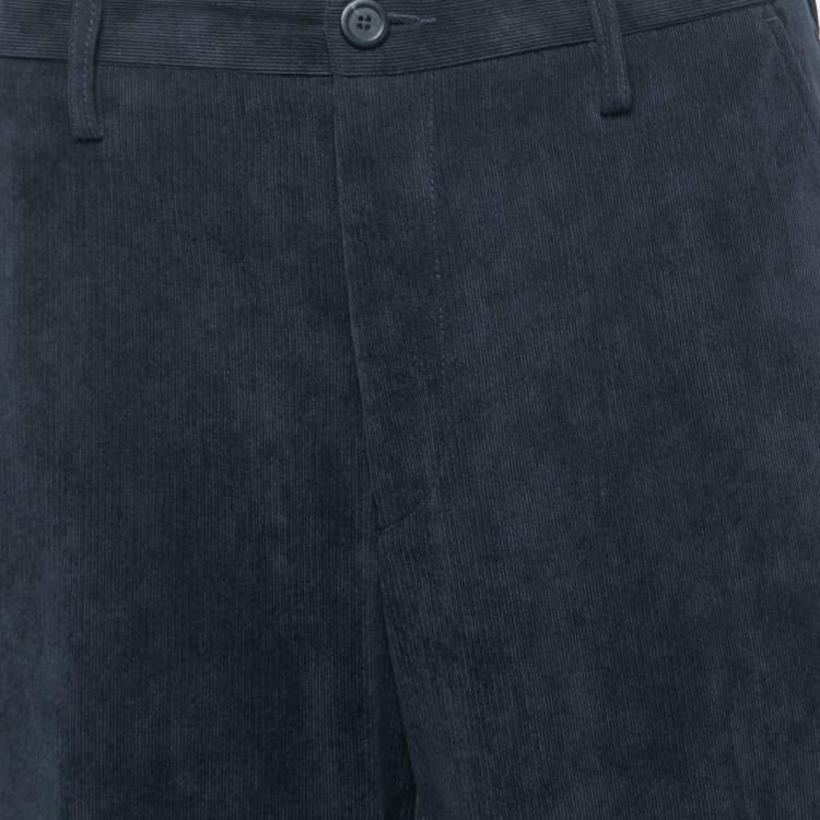 Pre Owned Giorgio Armani Navy Blue Corduroy Trousers XL