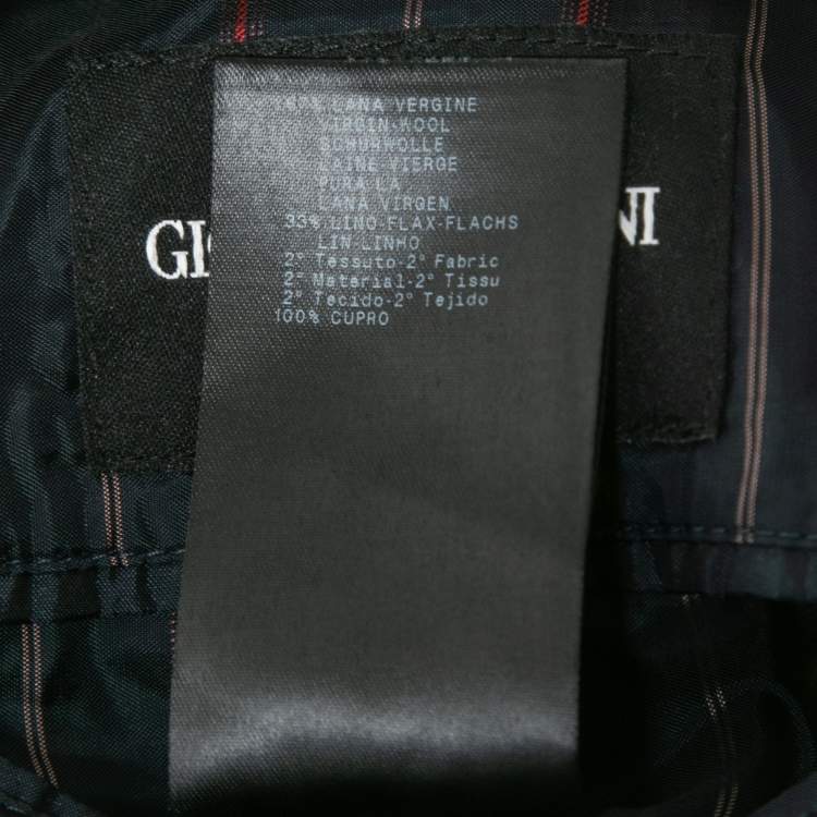Pre Owned Giorgio Armani Navy Blue Wool Blend Single Breasted Blazer XXL