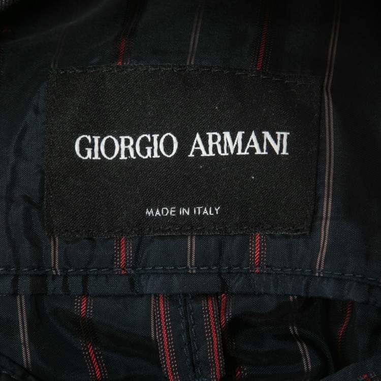 Pre Owned Giorgio Armani Navy Blue Wool Blend Single Breasted Blazer XXL