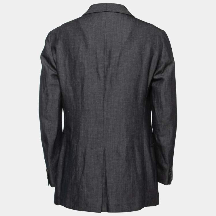 Pre Owned Giorgio Armani Navy Blue Wool Blend Single Breasted Blazer XXL