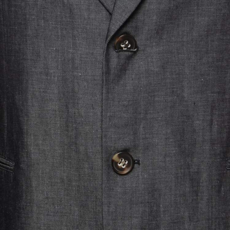 Pre Owned Giorgio Armani Navy Blue Wool Blend Single Breasted Blazer XXL