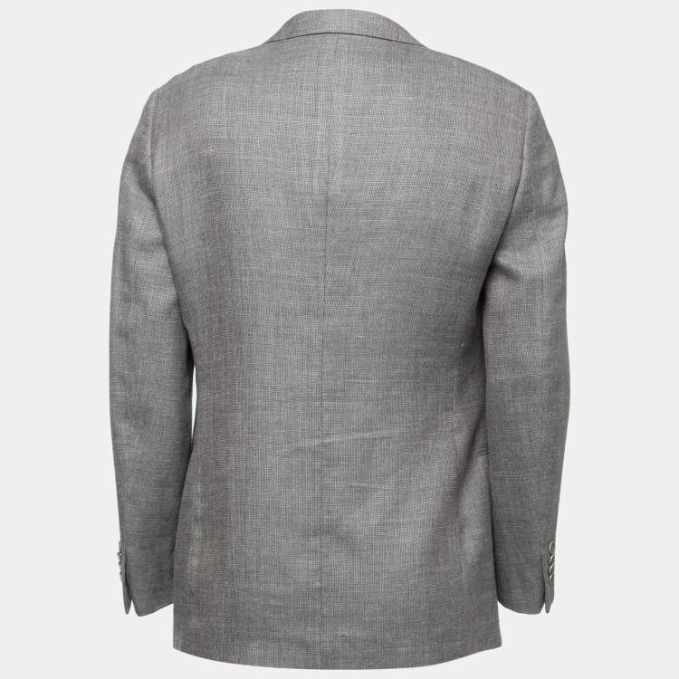 Pre Owned Giorgio Armani Grey Silk Blend Single Breasted Blazer XXL