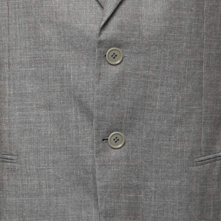 Pre Owned Giorgio Armani Grey Silk Blend Single Breasted Blazer XXL