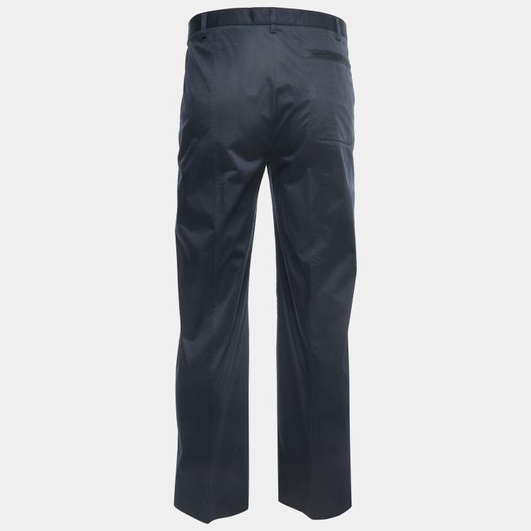 Pre Owned Giorgio Armani Navy Blue Cotton Trousers XXL