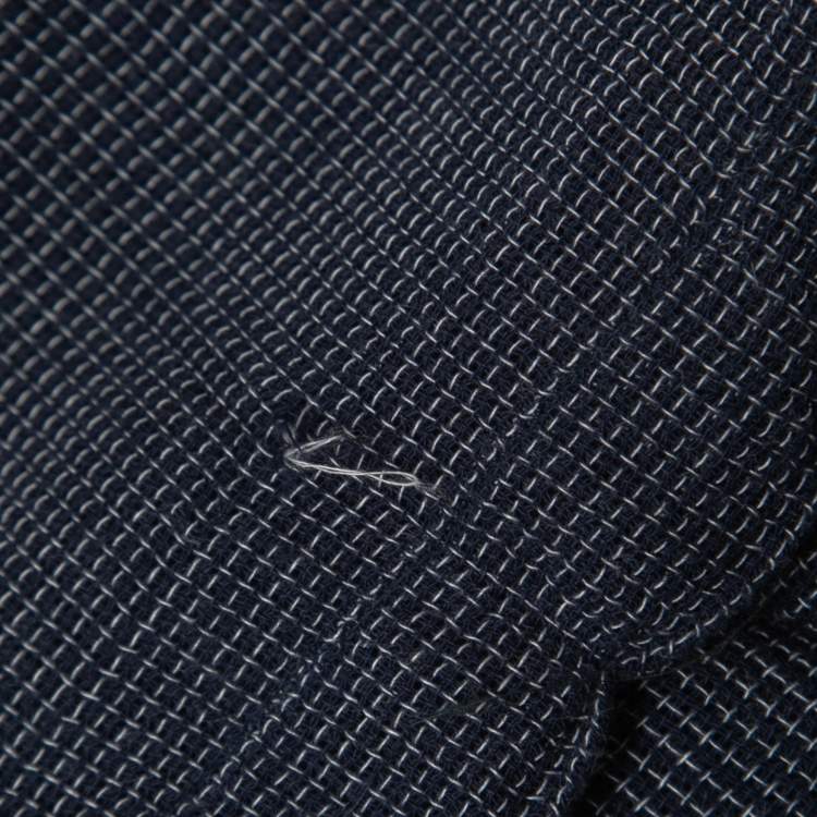 Pre Owned Giorgio Armani Navy Blue Cotton Half Sleeve Shirt L