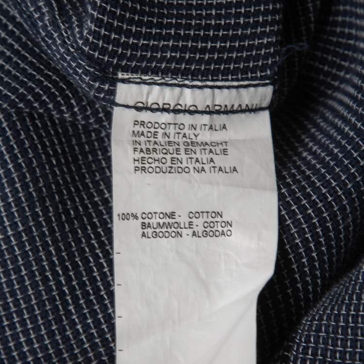 Pre Owned Giorgio Armani Navy Blue Cotton Half Sleeve Shirt L