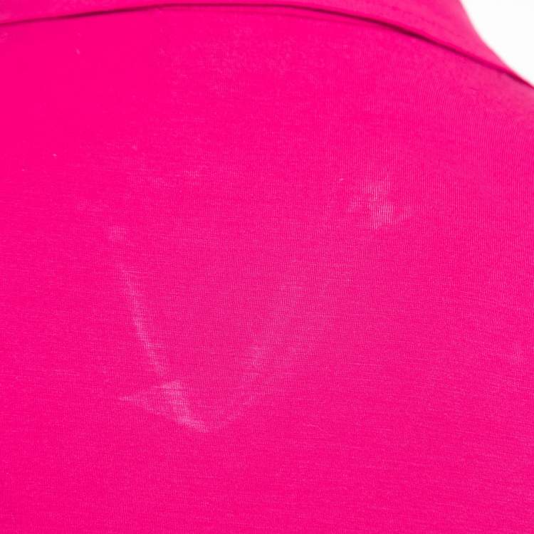 Pre Owned Giorgio Armani Dark Pink Jersey Half Sleeve Polo T-Shirt M