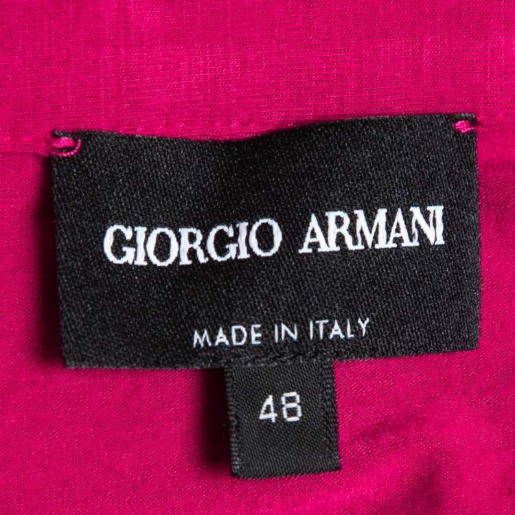 Pre Owned Giorgio Armani Dark Pink Jersey Half Sleeve Polo T-Shirt M