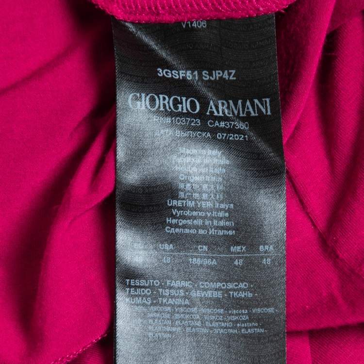 Pre Owned Giorgio Armani Dark Pink Jersey Half Sleeve Polo T-Shirt M
