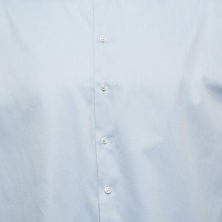 Pre Owned Giorgio Armani Blue Cotton Button Front Shirt 2XL