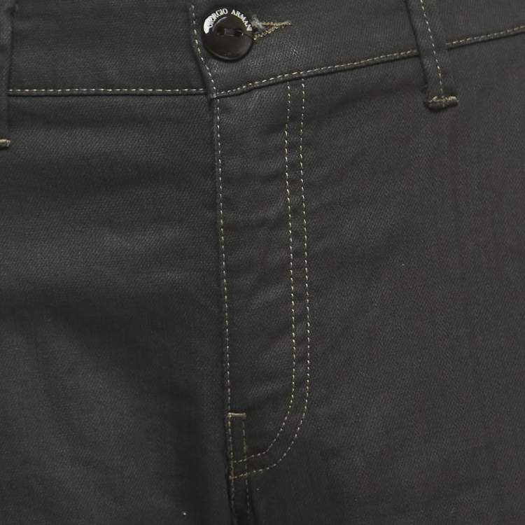 Pre Owned Giorgio Armani Black Denim Straight Fit Jeans 3XL Waist 38"