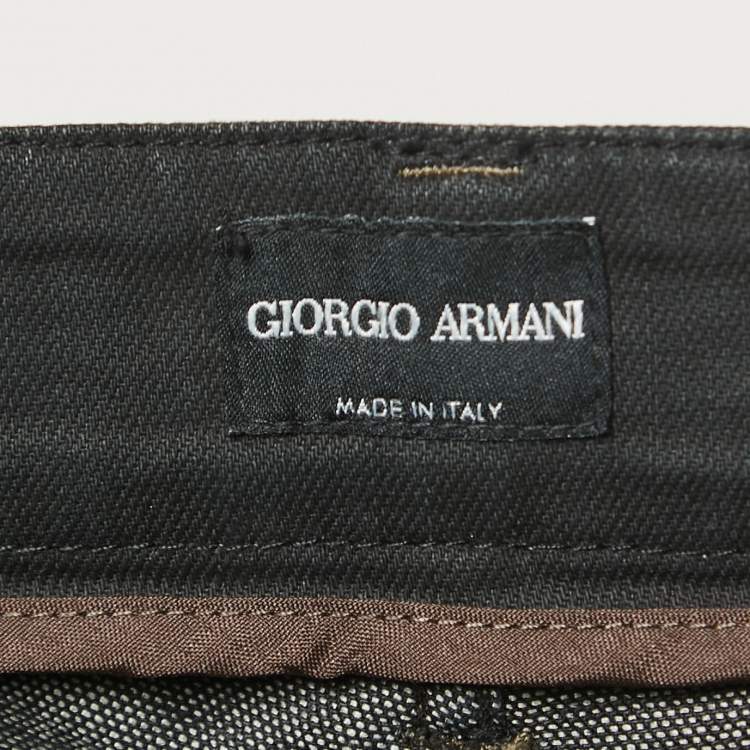 Pre Owned Giorgio Armani Black Denim Straight Fit Jeans 3XL Waist 38"