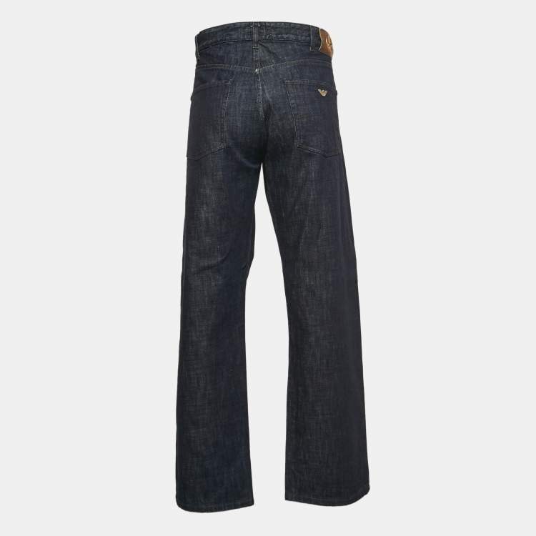 Pre Owned Giorgio Armani Dark Blue Denim Straight Fit Jeans 3XL Waist 38"