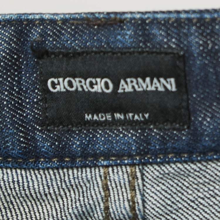 Pre Owned Giorgio Armani Dark Blue Denim Straight Fit Jeans 3XL Waist 38"