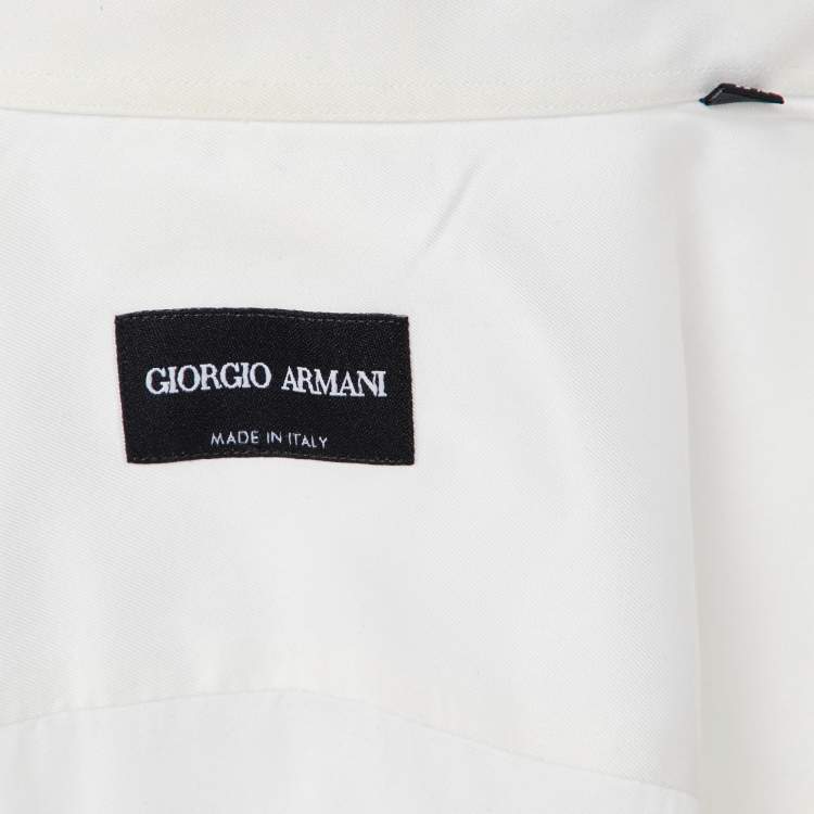 Pre Owned Giorgio Armani White Cotton Button Front Shirt M