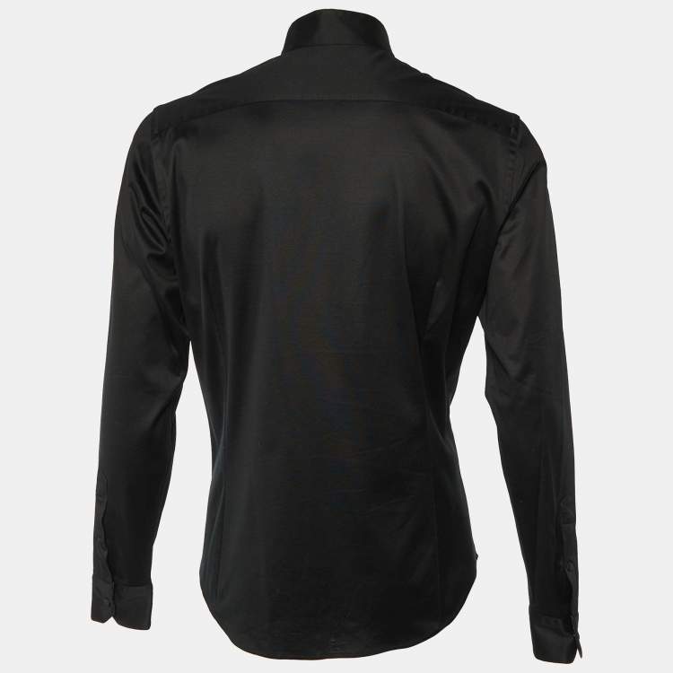 Pre Owned Giorgio Armani Black Cotton Knit Conrast Detail Zip Front Jacket XXS