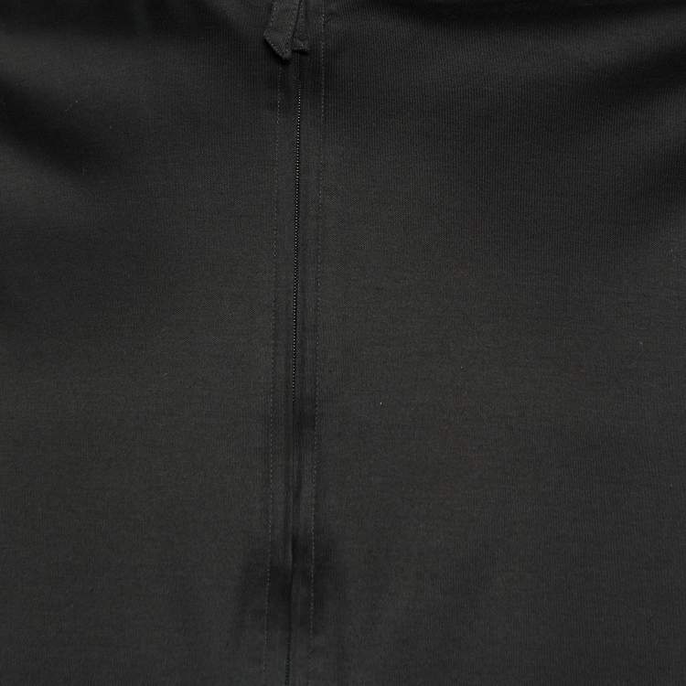 Pre Owned Giorgio Armani Black Cotton Knit Conrast Detail Zip Front Jacket XXS