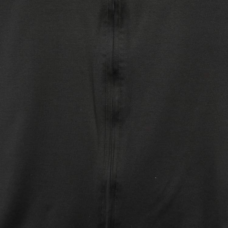Pre Owned Giorgio Armani Black Cotton Knit Conrast Detail Zip Front Jacket XXS