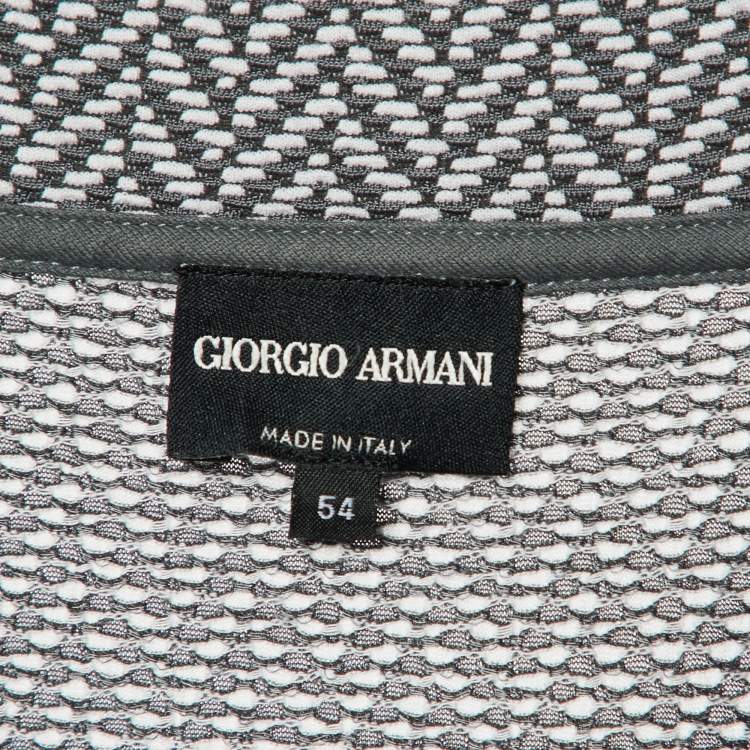 Pre Owned Giorgio Armani Grey Patterned Knit V-Neck T-Shirt XXL