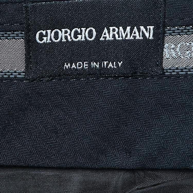 Pre Owned Giorgio Armani Navy Blue Linen Tailored Trousers XXL