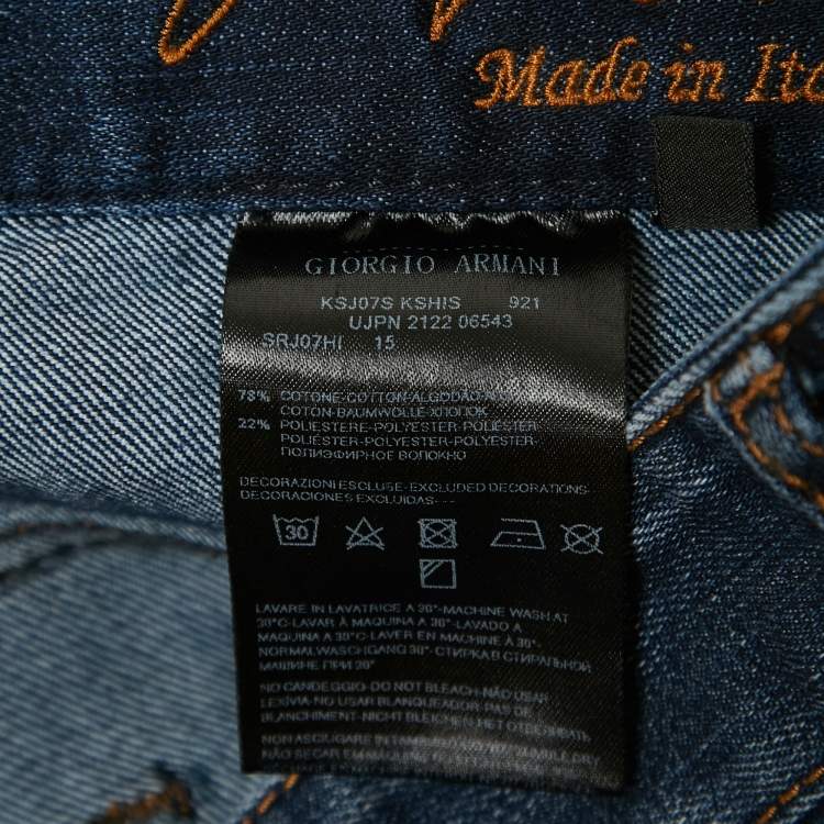 Pre Owned Giorgio Armani Blue Washed Denim Buttoned Straight Fit Jeans XS Waist 28"