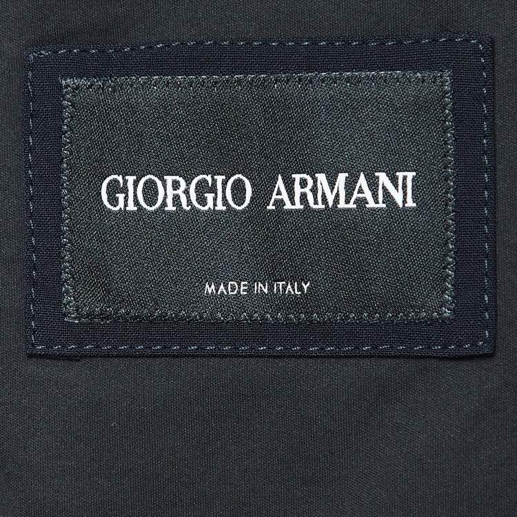 Pre Owned Giorgio Armani Navy Blue Wool Zip Front Jacket XXXL