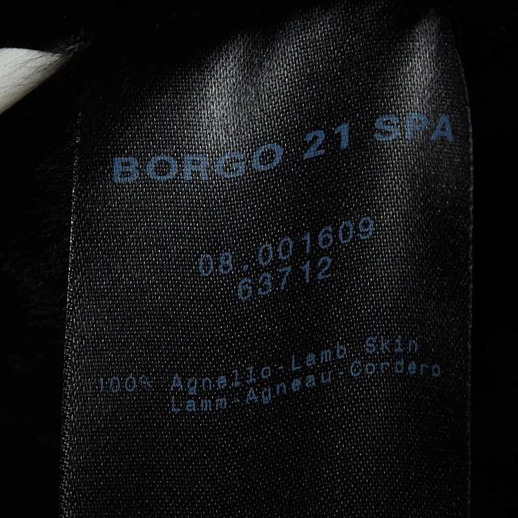 Pre Owned Giorgio Armani Black Leather and Fur Zipper Jacket XL