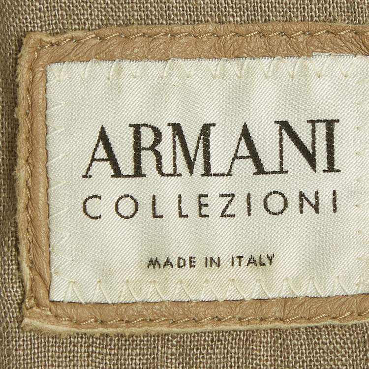 Pre Owned Giorgio Armani Light Brown Leather Buttoned Jacket XXL