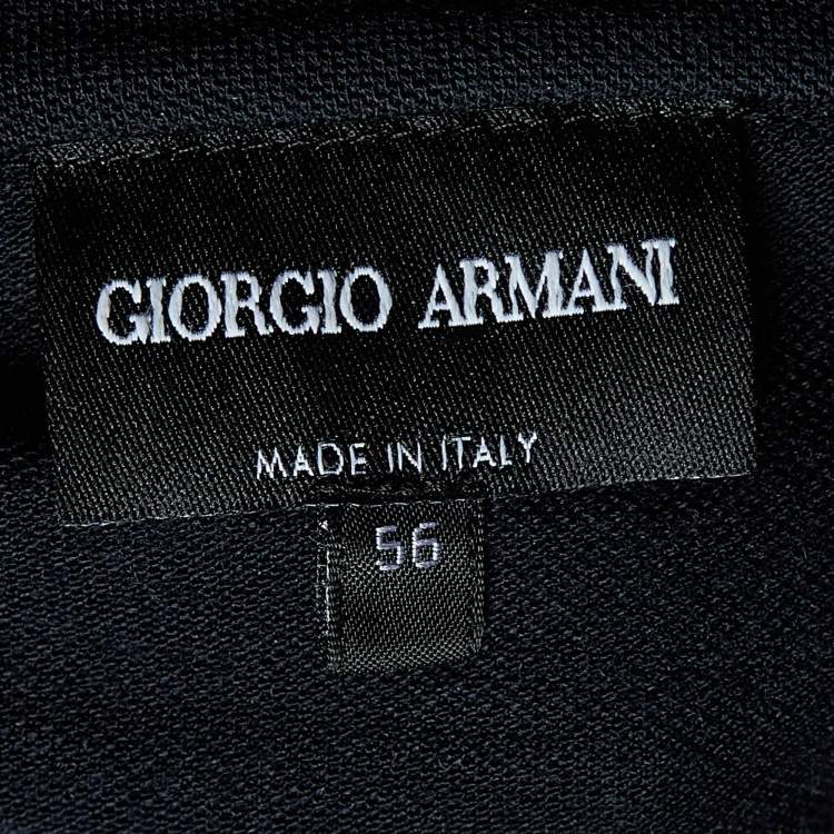 Pre Owned Giorgio Armani Navy Blue Knit Polo T-Shirt 3XL