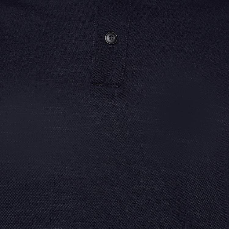 Pre Owned Giorgio Armani Navy Blue Knit Polo T-Shirt 3XL