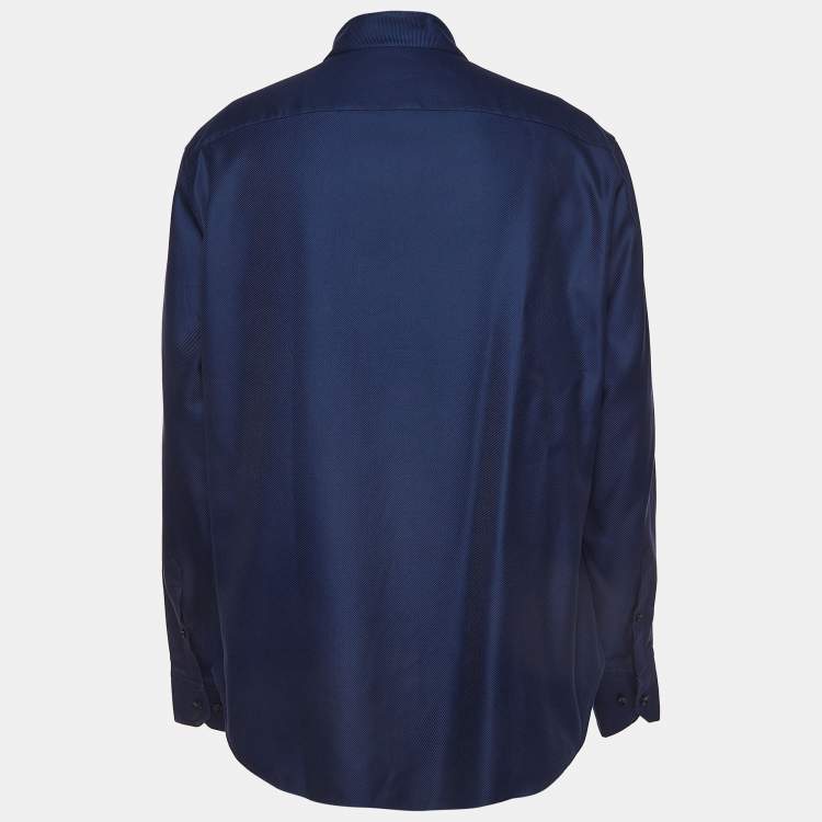Pre Owned Giorgio Armani Navy Blue Cotton Shirt 4XL