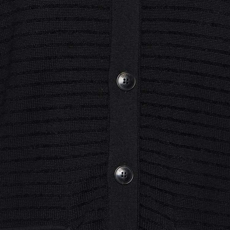 Pre Owned Giorgio Armani Black Wool Knit Button Front Cardigan XL