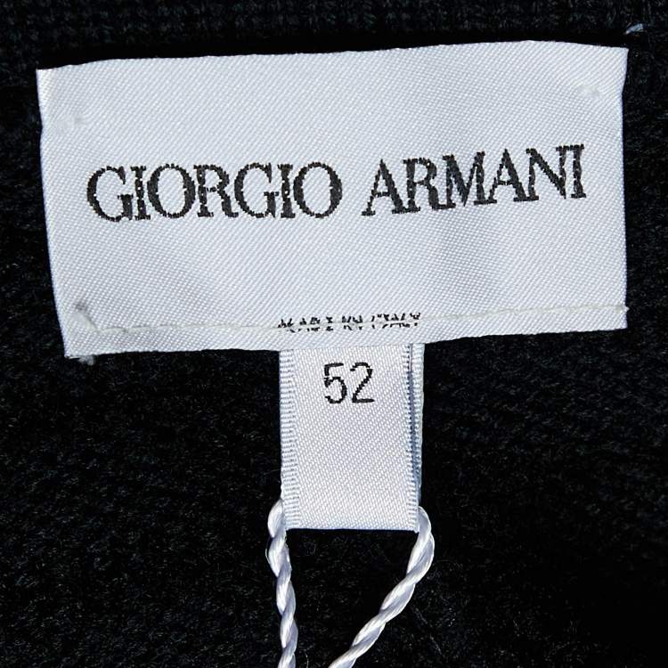 Pre Owned Giorgio Armani Black Wool Knit Button Front Cardigan XL