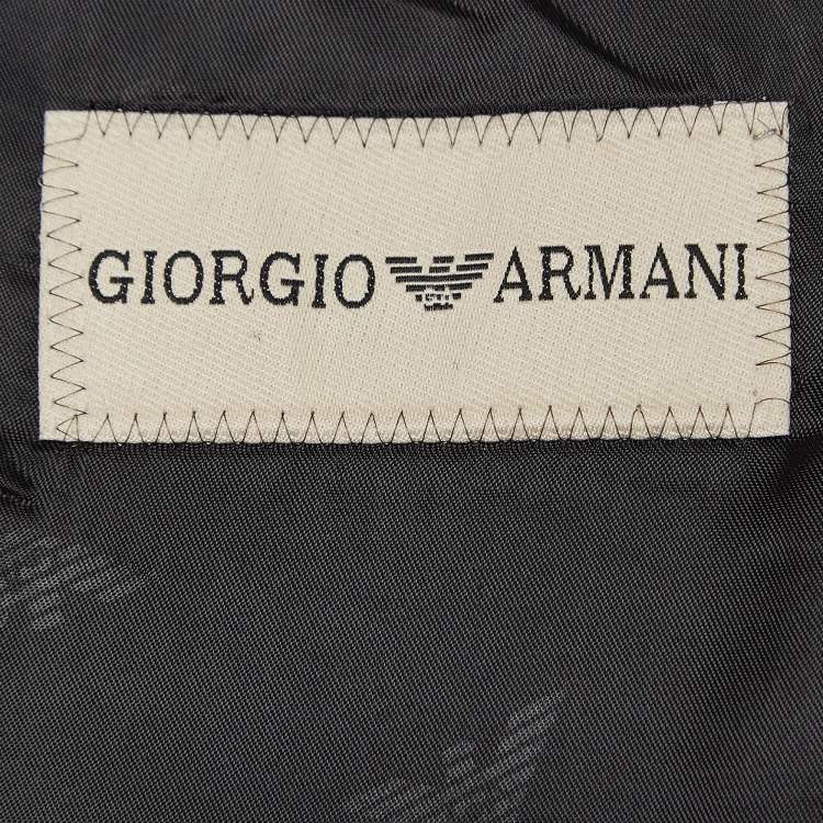 Pre Owned Giorgio Armani Navy Striped Wool Suit S