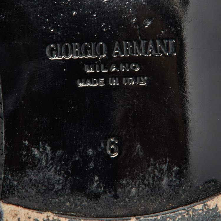 Pre Owned Giorgio Armani Black Patent Leather Smoking Slippers Size 39